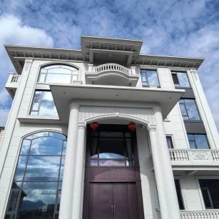 淮北白麻别墅外墙干挂石材效果示例