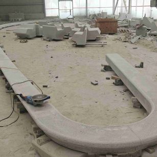 淮北 芝麻白花岗岩弧形花坛石，坐凳石