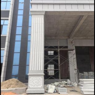 淮北 芝麻白光面花岗岩门楼大柱（罗马柱）配雕花底座