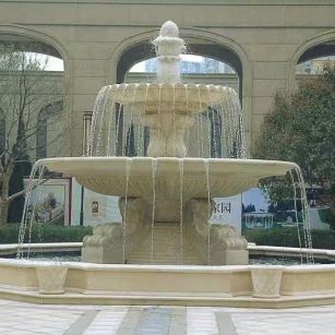 淮北 黄金麻花岗岩异型加工——户外庭院石雕流水喷泉