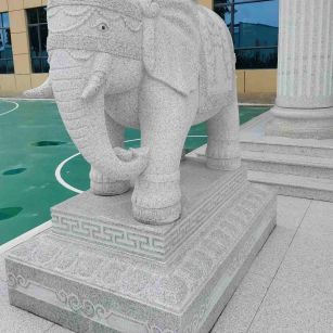 淮北 白麻花岗岩动物异形石雕-大象