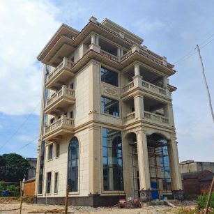 淮北 黄金麻花岗岩石材别墅外墙干挂搭配（雕花栏杆花瓶柱门楼罗马柱）