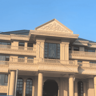 淮北黄金麻别墅外墙干挂石材效果示例