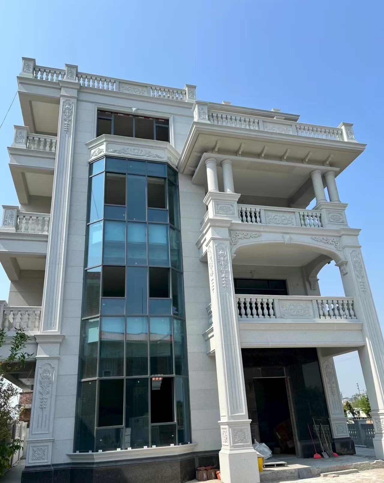 淮北 白麻花岗岩别墅外墙干挂效果展示