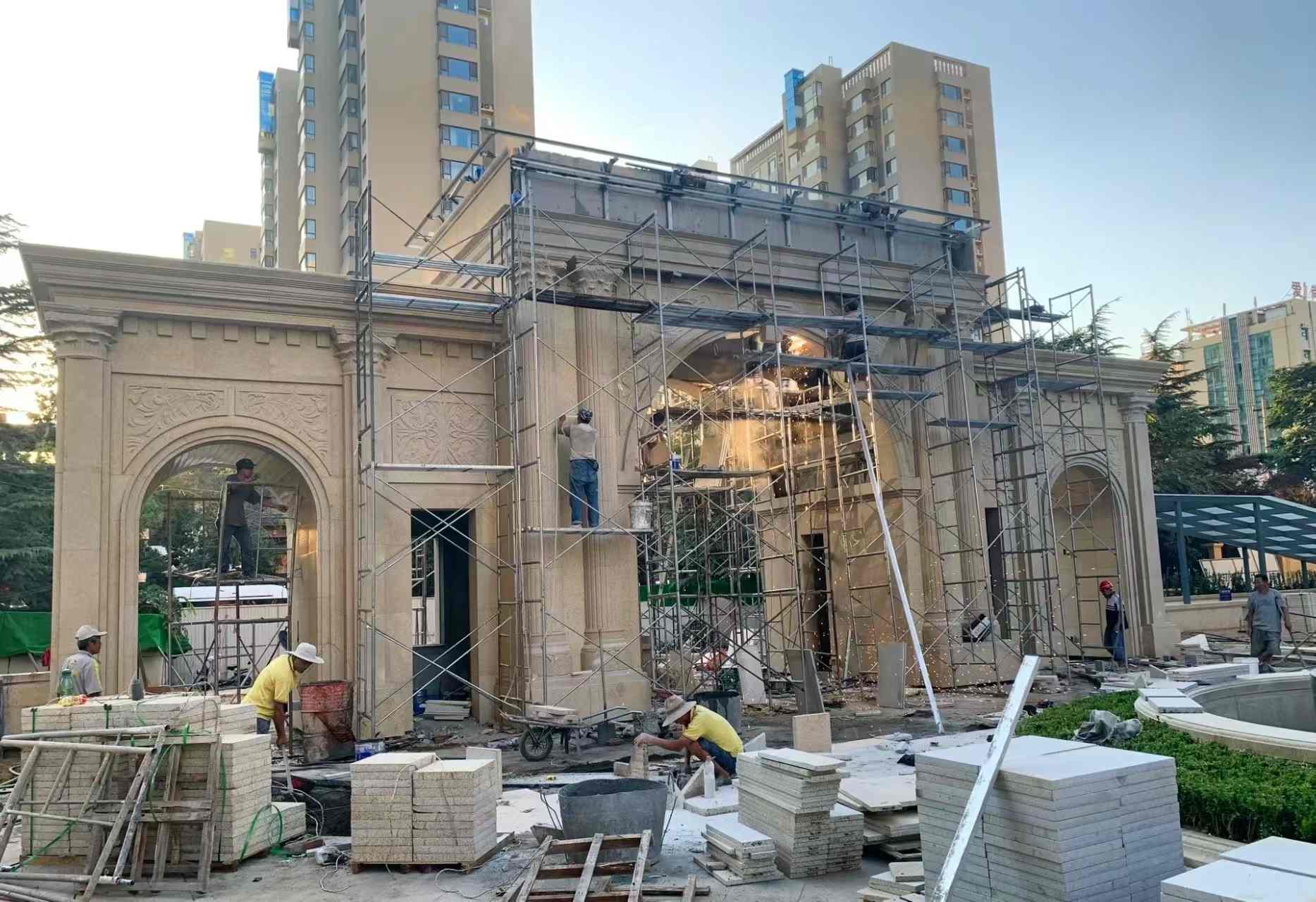 淮北 黄金麻荔枝面花岗岩小区门楼外墙干挂