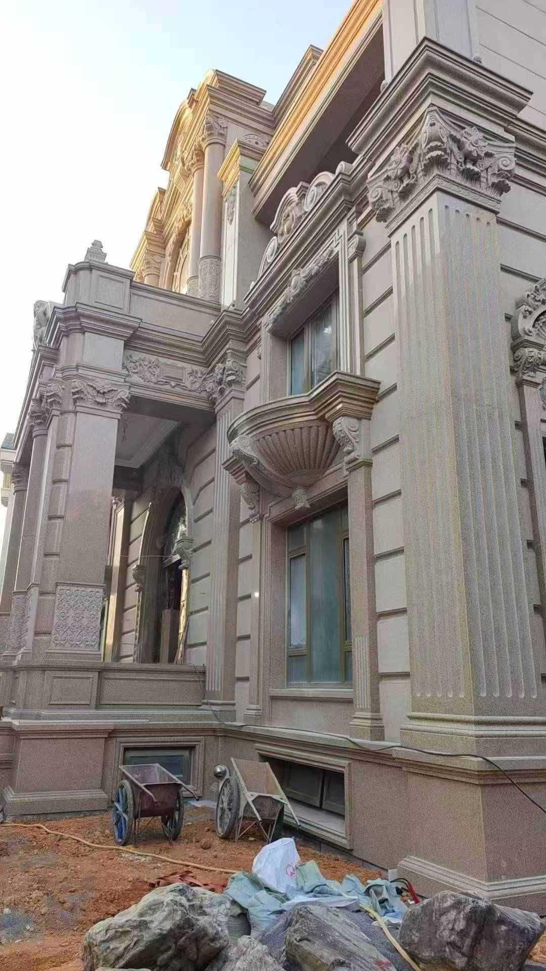 淮北 黄金麻花岗岩光面别墅外墙干挂施工完成