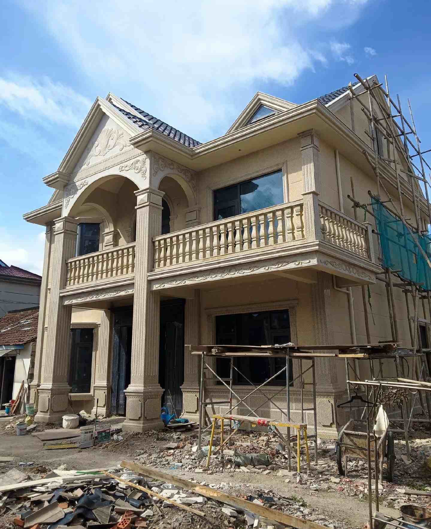 淮北 黄金麻花岗岩石材私人别墅雕花门楼柱阳台栏杆